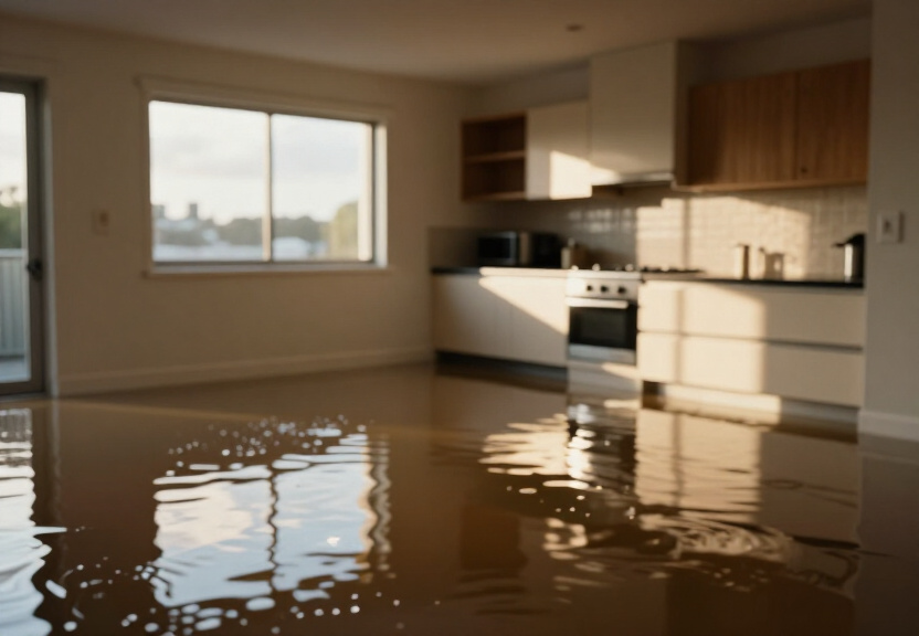Flooded retail space in Gymea before cleanup